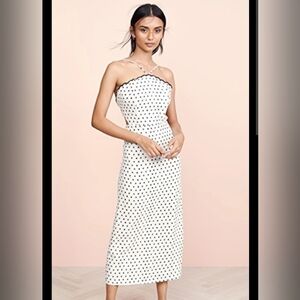 Anthropologie Farm Rio Onca Linen White Polka Dot Dress